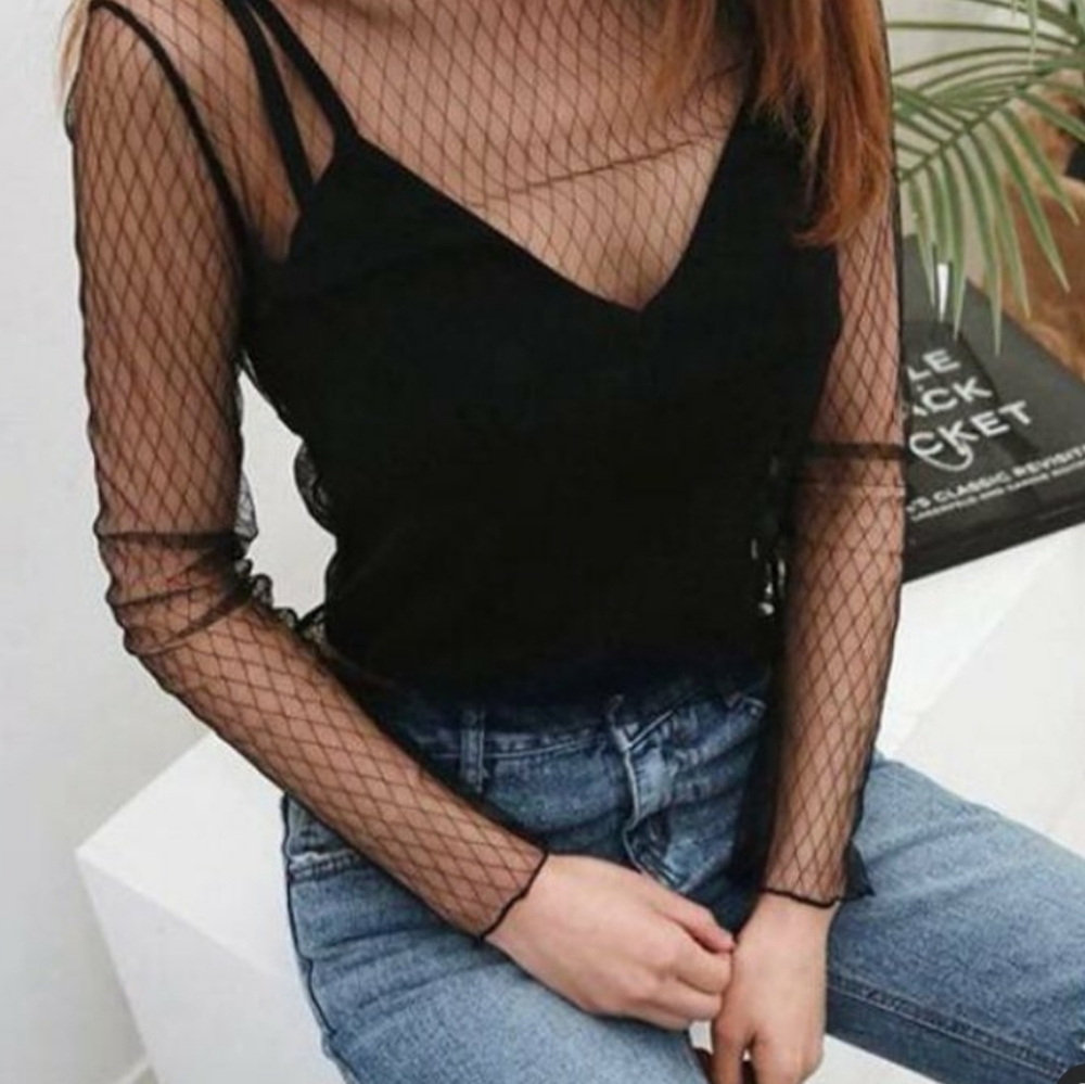 Sheer see through long sleeve top size xs/s